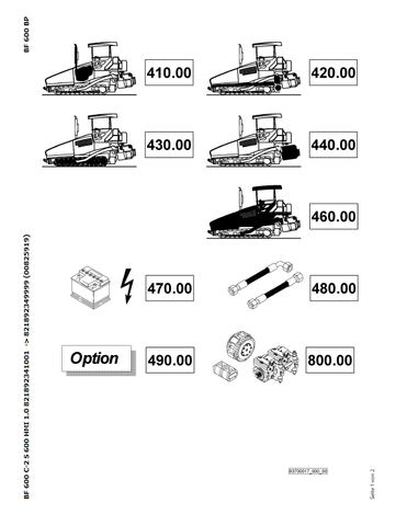Bomag BF 600 C-2 S 600 HMI 1.0 Asphalt Pavers Parts Catalogue Manual 00825919 - PDF File Download