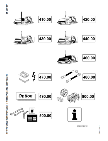 Bomag BF 600 C HCE Asphalt Pavers Parts Catalogue Manual 00800733 - PDF File Download