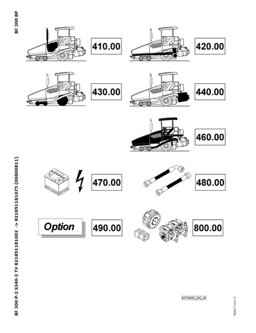 Bomag BF 300 P-2 S340-2 TV Asphalt Pavers Parts Catalogue Manual 00800811 - PDF File Download