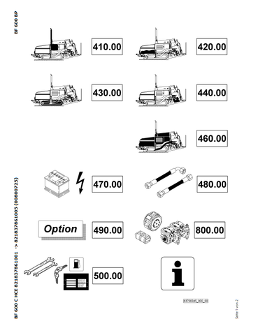 Bomag BF 600 C HCE Asphalt Pavers Parts Catalogue Manual 00800725 - PDF File Download