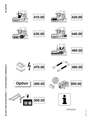 Bomag BF 600 P HCG Asphalt Pavers Parts Catalogue Manual 00800641 - PDF File Download