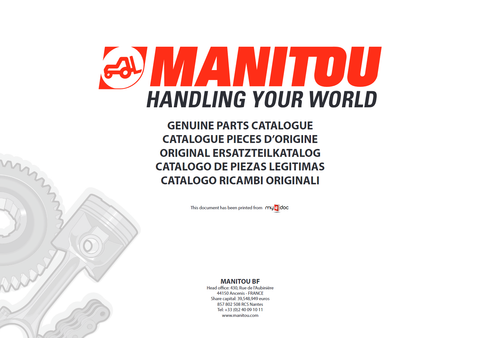 Manitou, Yanmar 4TNV98-ZNMS3R (iT4) Engine Parts Catalogue Manual For R1651650R (X-Series) (50940311B) - PDF File