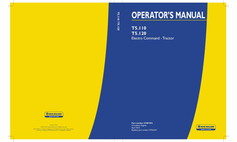 New Holland T5.110, T5.120 Electro Command Tractor Operator's Manual 47987592 - Manual labs