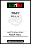 UNLOCK THE FULL POTENTIAL OF YOUR 2002-2005 APRILIA TUONO WITH OUR COMPREHENSIVE 1000CC SERVICE MANUAL IN PDF FORMAT. THIS ESSENTIAL GUIDE IS DESIGNED TO PROVIDE YOU WITH DETAILED INSTRUCTIONS, DIAGRAMS, AND SPECIFICATIONS TO KEEP YOUR MOTORCYCLE RUNNING SMOOTHLY AND EFFICIENTLY.