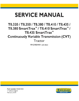 NEW HOLLAND T8.320, T8.350, T8.380, T8.410, T8.435, T8.380, T8.410 AND T8.435 TIER 4B TRACTOR SERVICE MANUAL - PDF