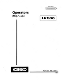 KOBELCO WHEEL LOADER LK500 (II) OPERATOR MANUAL