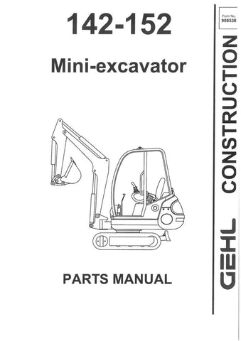 142-152 Gehl Mini Compact Excavator Parts Manual PDF Download