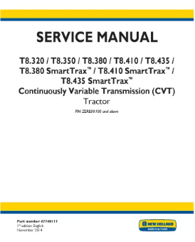 NEW HOLLAND T8.320, T8.350, T8.380, T8.410, T8.435, T8.380, T8.410 AND T8.435 TIER 4B TRACTOR SERVICE MANUAL - PDF
