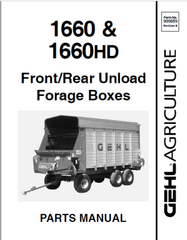 1660 & 1660HD - Gehl Front / Rear Unload Forage Boxes Parts Manual