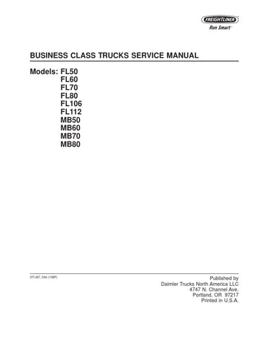 Freightliner FL50, FL60, FL70, FL80, FL106, FL112, MB50, MB60, MB70, MB80 Trucks Service Repair Manual - PDF File Download