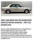 1981-1988 BMW 528, E28 MANUAL