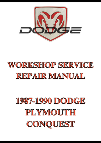 1987-1990 DODGE PLYMOUTH CONQUEST WORKSHOP SERVICE REPAIR MANUAL - PDF