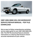 1987-1991 BMW 325, E30 MANUAL