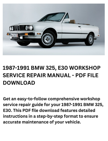 1987-1991 BMW 325, E30 MANUAL