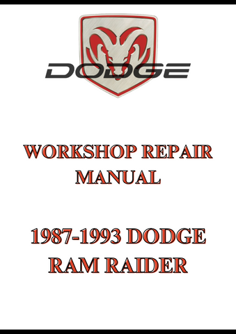 1987-1993 DODGE RAM RAIDER WORKSHOP REPAIR MANUAL - PDF