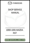 1989-1991 MAZDA RX7 SHOP SERVICE MANUAL - PDF