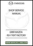 1989 MAZDA RX-7 RX7 FACTORY SHOP SERVICE MANUAL - PDF