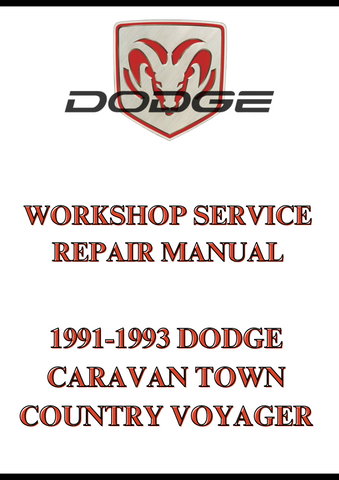 1991-1993 DODGE CARAVAN TOWN COUNTRY VOYAGER WORKSHOP SERVICE REPAIR MANUAL - PDF
