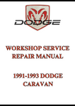 1991-1993 DODGE CARAVAN WORKSHOP SERVICE REPAIR MANUAL - PDF