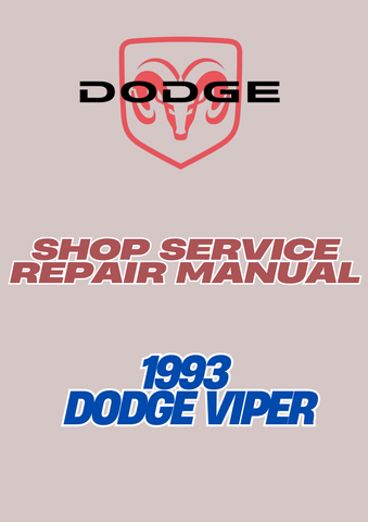1993 DODGE VIPER SHOP SERVICE REPAIR MANUAL - PDF