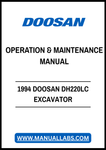 1994 DOOSAN DH220LC EXCAVATOR OPERATION & MAINTENANCE MANUAL - PDF FILE