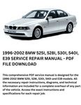 1996-2002 BMW 525I, 528I, 530I, 540I, E39 MANUAL