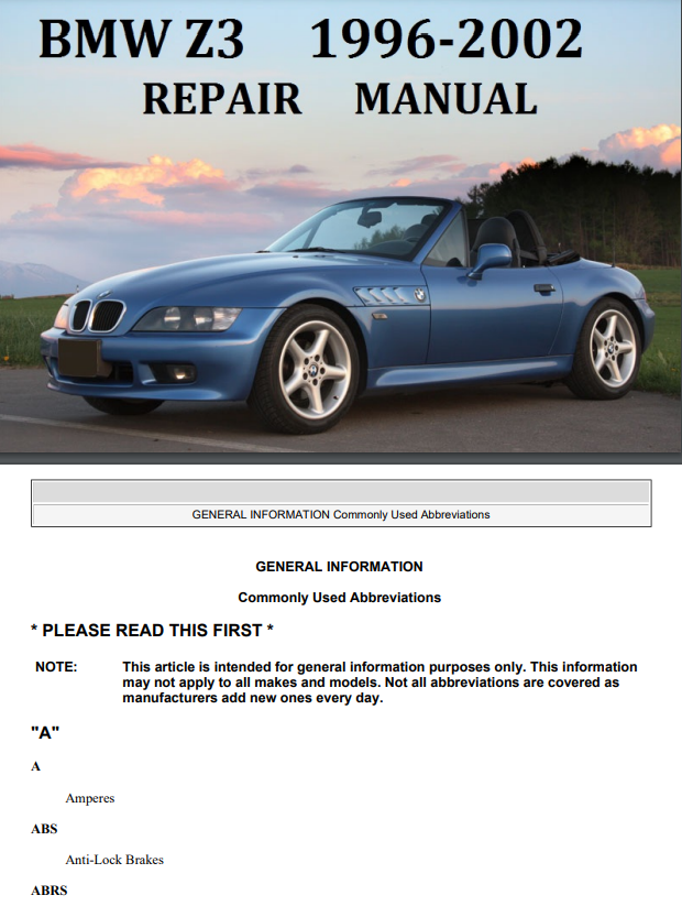 DOWNLOAD BMW Z3 SERVICE REPAIR MANUAL 1996-2002 DOWNLOAD BMW Z3 SERVICE REPAIR MANUAL 1996-2002