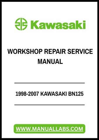 Unlock the full potential of your 1998-2007 Kawasaki BN125 with our comprehensive Workshop Repair Service Manual in PDF format. This essential guide is designed to provide you with detailed instructions, diagrams, and specifications to ensure your motorcycle runs smoothly and efficiently. Whether you're a seasoned mechanic or a DIY enthusiast, this manual is your go-to resource for all maintenance and repair tasks.