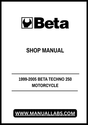 Unlock the full potential of your 1999-2005 BETA TECHNO 250 motorcycle with our comprehensive shop manual in PDF format. This essential resource is designed to provide you with detailed insights into maintenance, repairs, and troubleshooting, ensuring your bike runs smoothly and efficiently.