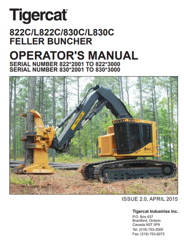 Tigercat L830C Feller Buncher Operator/User Manual (83021001-83023000, 83022001-83023000) - PDF File Download