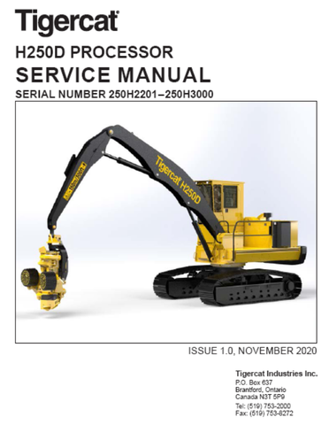 Tigercat H250D Processor Service Repair Manual (250H2201-250H3000) - PDF File Download