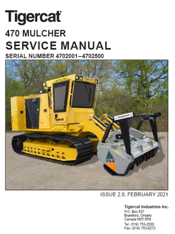 Tigercat 470 Mulcher Service Repair Manual (4700101-4702000, 4702001-4702500) - PDF File Download