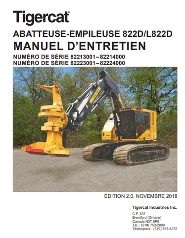 Tigercat 822D Feller Buncher Service Repair Manual (82213001-82214000) French - PDF File Download