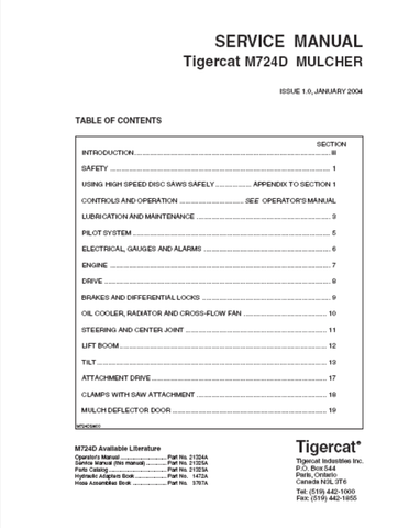 Tigercat M726D Mulcher Operator / User Manual (726M3001 - 726M3499) - PDF File Download