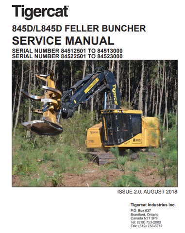 Tigercat L845D Feller Buncher Service Repair Manual (84522501-84523000) - PDF File Download