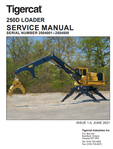 Tigercat 250D Loader Service Repair Manual (2502101-2504500, 2504001-2504500) - PDF File Download