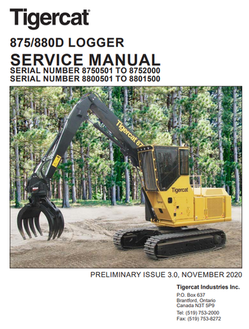 Tigercat 880D Logger Service Repair Manual (8800501-8801500) - PDF File Download