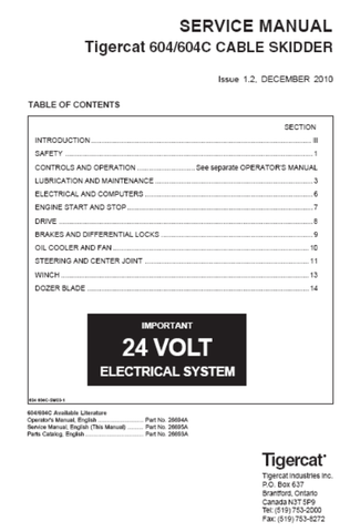 Tigercat 604 Cable Skidder Service Repair Manual (6040101-6040200) - PDF File Download