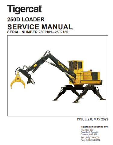 Tigercat 250D Loader Service Repair Manual (2502101-2504500, 2502101-2502150) - PDF File Download