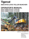 Tigercat 860C Feller Buncher Operator/User Manual (86011501-86013500, 86012601-86013500) - PDF File Download