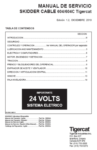 Tigercat 604C Cable Skidder Service Repair Manual (6040201-6041000, 6040201-6040500) - PDF File Download