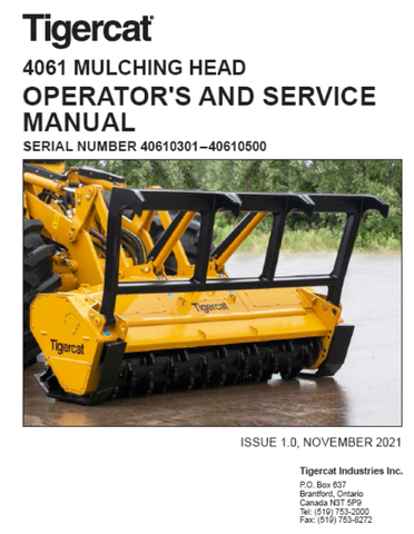 Tigercat 4061 Mulching Head Operator's and Service Manual (40610301-40610500) - PDF File Download