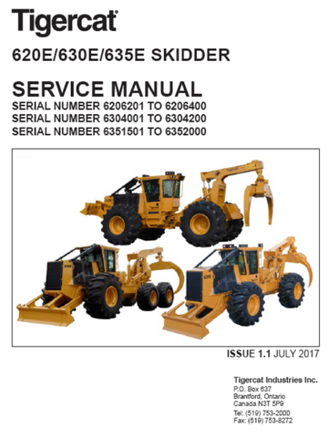 Tigercat 620E Skidder Service Repair Manual (6206201-6209000, 6206201-6206400) - PDF File Download