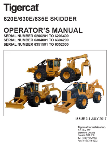 Tigercat 630E Skidder Operator/User Manual (6304001-6306000, 6304001-6304200) - PDF File Download
