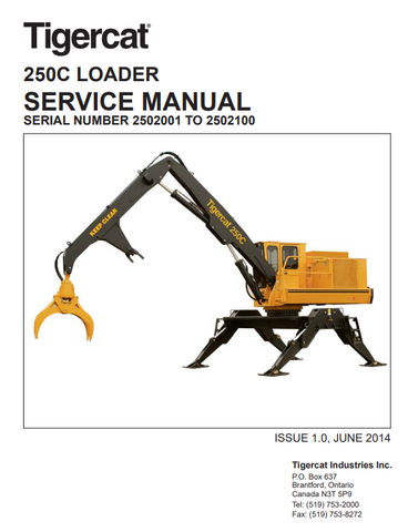 Tigercat 250C Loader Service Repair Manual (2502001-2502101) - PDF File Download