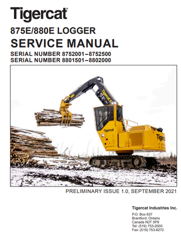 Tigercat 880E Logger Service Repair Manual (8801501-8802000) - PDF File Download