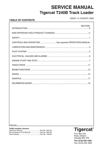 Download Complete Service Repair Manual PDF For Tigercat T240B Loader | Serial No. (240T0201-240T1000, 240T0271-240T1000)