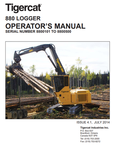 Tigercat 880 Logger Operator/User Manual (8800101-8800500) - PDF File Download