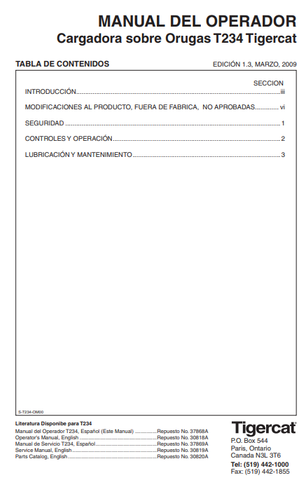 Tigercat T234 Loader Operator/User Manual (234T0101-234T1000, 234T0101-234T0300) - PDF File Download