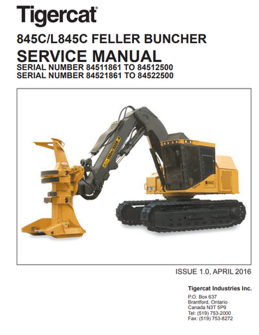 Tigercat 845C Feller Buncher Service Repair Manual (84511501-84512500, 84511861-84512500) - PDF File Download